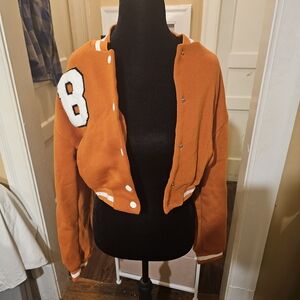 Orange Varsity Jacket with Pants White Accents